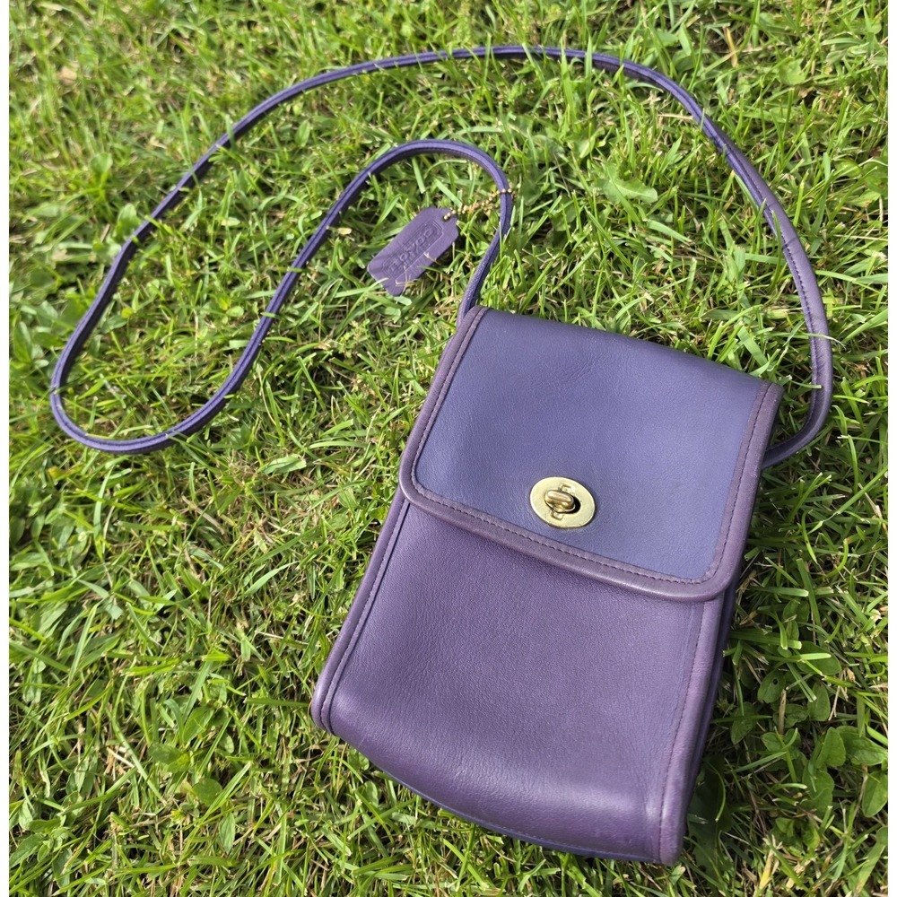 Rare Vintage Pre 1994 Purple Coach Scooter Crossbody Bag Brass Hardwear